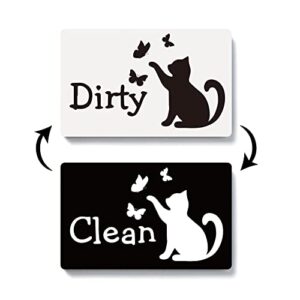 myakako funny cute black and white cat clean dirty dishwasher magnet, double sided strong kitchen flip indicator, reversible washing machine refrigerator dish washer sign magnet