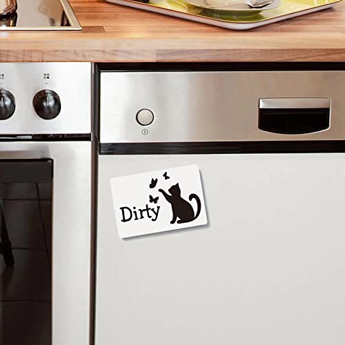 Myakako Funny Cute Black and White Cat Clean Dirty Dishwasher Magnet, Double Sided Strong Kitchen Flip Indicator, Reversible Washing Machine Refrigerator Dish Washer Sign Magnet