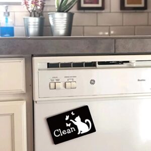 Myakako Funny Cute Black and White Cat Clean Dirty Dishwasher Magnet, Double Sided Strong Kitchen Flip Indicator, Reversible Washing Machine Refrigerator Dish Washer Sign Magnet