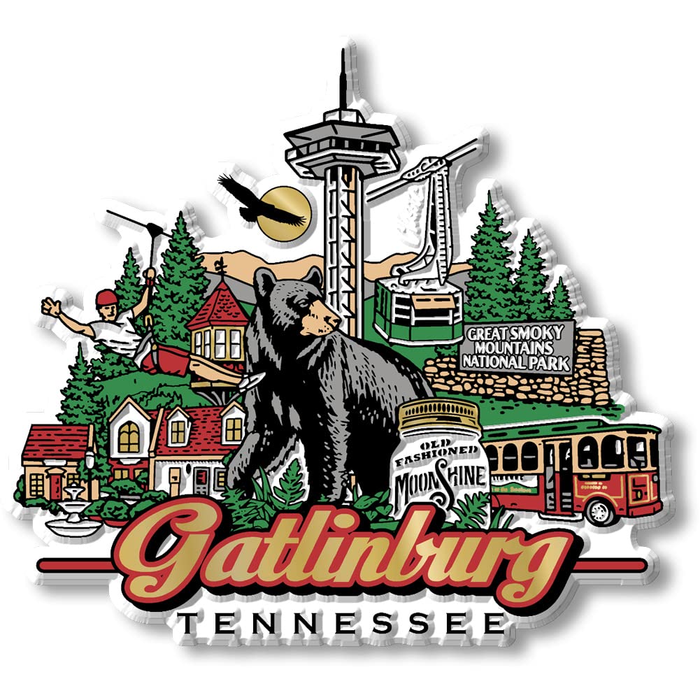 Gatlinburg City Magnet by Classic Magnets, Collectible Souvenirs Made in The USA, 3.8" x 3.4"