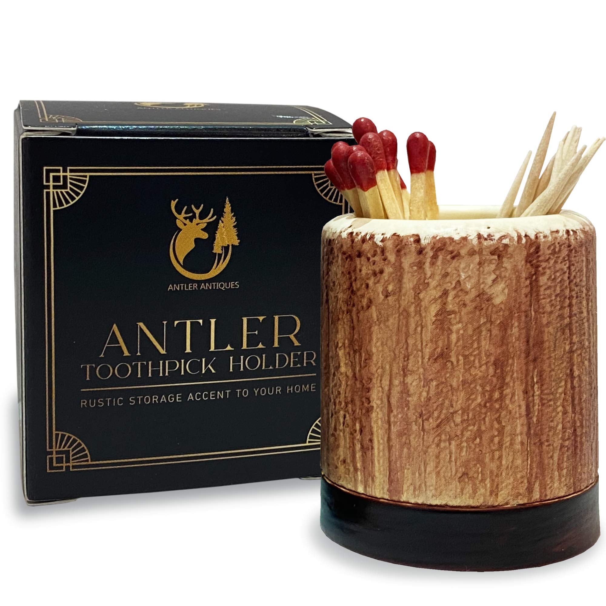 Antler Antiques Toothpick Holder- Cabin Decor For Your Rustic Kitchen, Bathroom or Man Cave