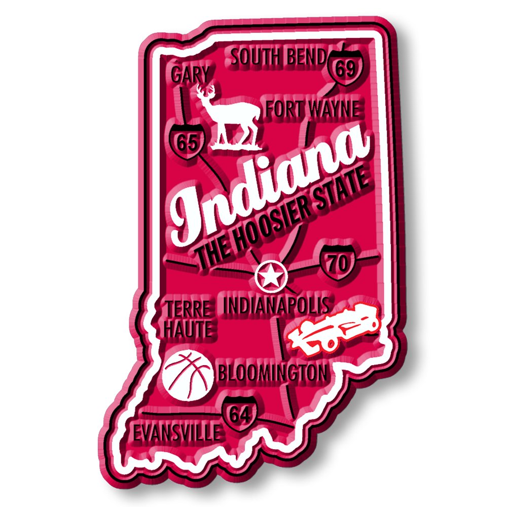 Indiana Premium State Magnet by Classic Magnets, 1.8" x 2.8", Collectible Souvenirs Made in The USA