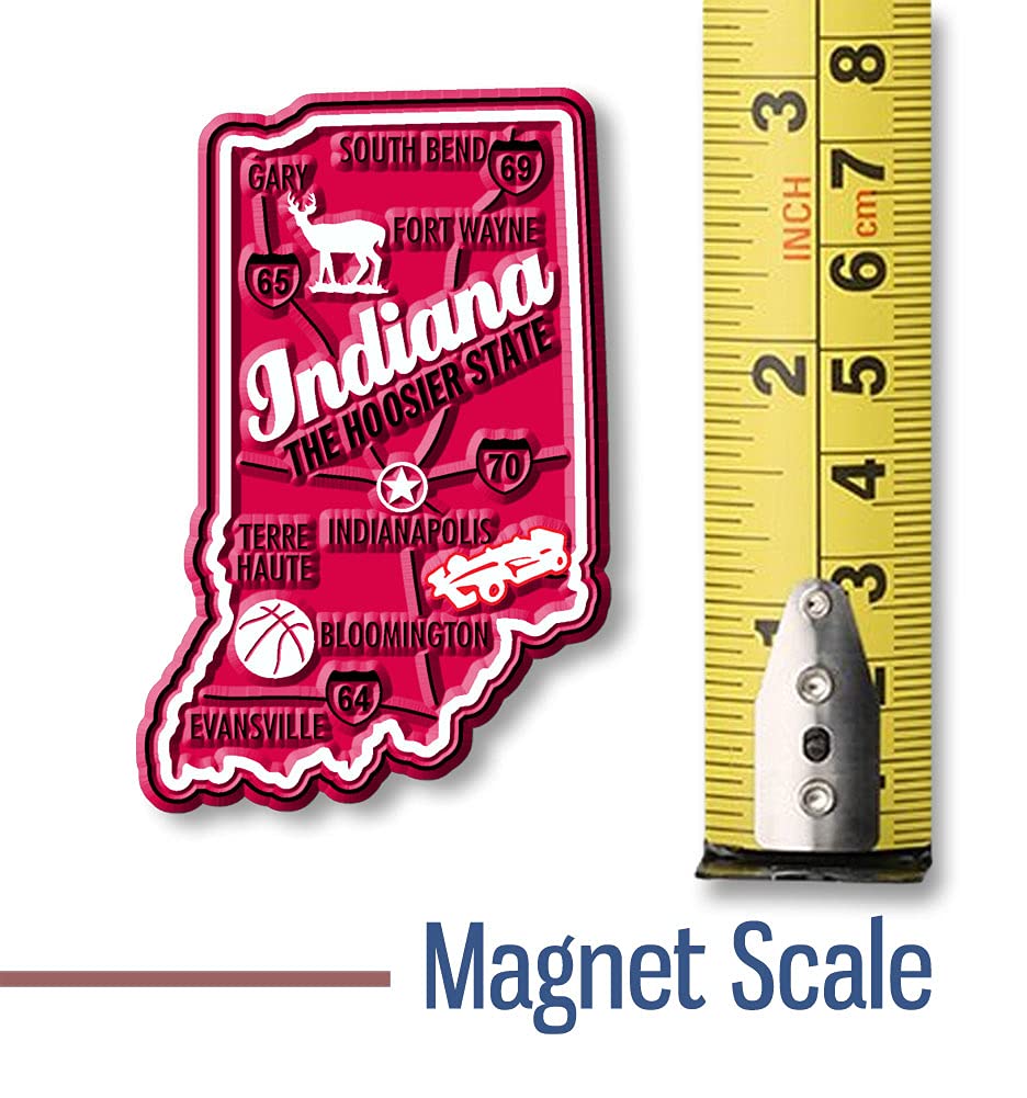 Indiana Premium State Magnet by Classic Magnets, 1.8" x 2.8", Collectible Souvenirs Made in The USA