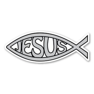 silver jesus fish magnet by magnet america is 2.625" x 7" made for vehicles and refrigerators