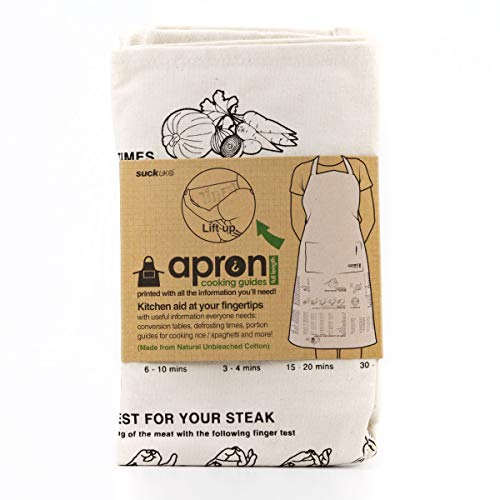 Suck UK | Cooking Guide Apron | Aprons For Women With Pockets | White Apron & Chef Apron | 100% Cotton Apron | Kitchen Accessories | Cooking Apron & Kitchen Apron | Cooking Gifts & Kitchen Gifts