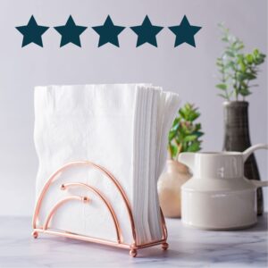 Napkin Holder- Modern Napkin Holder for Tables- Kitchen Napkin Holder- Half Circle Paper Napkin Holder- Tissue Holder- Rose Gold Tabletop Free Standing Napkin Holder by Museo