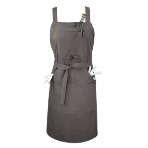 sturdy thick professional artist apron, cross back + fasten/quick release buckle + 6 pockets with 1 zipper pocket + 2 towel loops for artist kitchen, adjustable m to xxl, 27"x31" - 100% cotton canvas