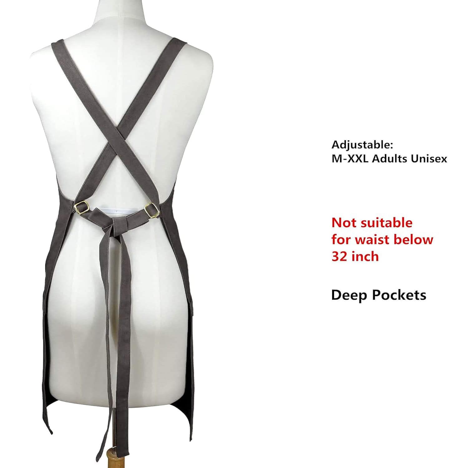 Sturdy Thick Professional Artist Apron, Cross Back + Fasten/Quick Release Buckle + 6 Pockets with 1 Zipper Pocket + 2 Towel Loops For Artist Kitchen, Adjustable M to XXL, 27"X31" - 100% Cotton Canvas