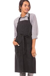 chef works unisex rockford bib apron, steel grey, one size