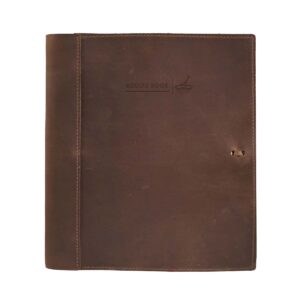 Real Leather Blank Recipe Organizer Binder 8.5 x 11 with Page Protectors and 4x6 Recipe Cards Made in USA | Dark Brown