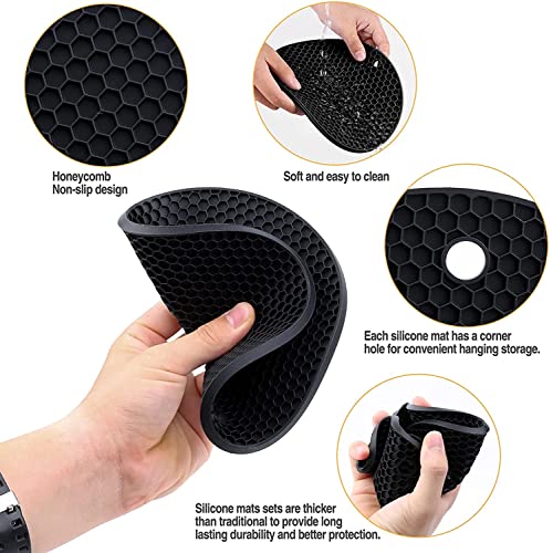 Armrouns Silicone Trivet Mats 2/4 pcs, Heat Resistant 600 ℉ 7.1 Inch Food Grade & BPA Free. Multipurpose Non-Slip Hot Pot, Hot Dishers, Jar Opener. (7.1inch, 4)