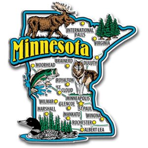 minnesota jumbo state magnet by classic magnets, 3.4" x 3.8", collectible souvenirs made in the usa