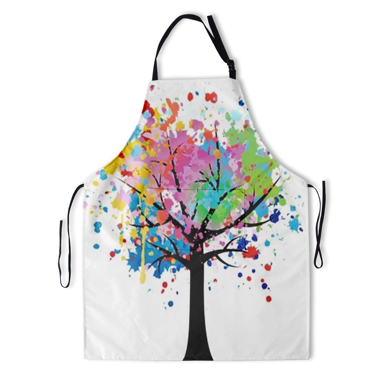 hodmadod Rainbow Tree Waterproof Colorful Apron for Men Women Chef.Adjustable neck & with 2 Pockets suitable for Home Kitchen baking Grill Bistro aprons.