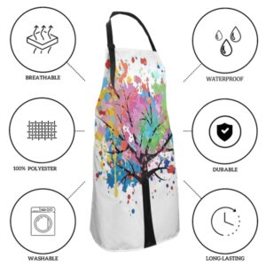 hodmadod Rainbow Tree Waterproof Colorful Apron for Men Women Chef.Adjustable neck & with 2 Pockets suitable for Home Kitchen baking Grill Bistro aprons.