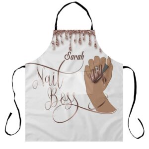 makeunique nail boss apronpersonalized aprons for women men kitchen cooking baking housework hairstylist barber chef apron with pockets