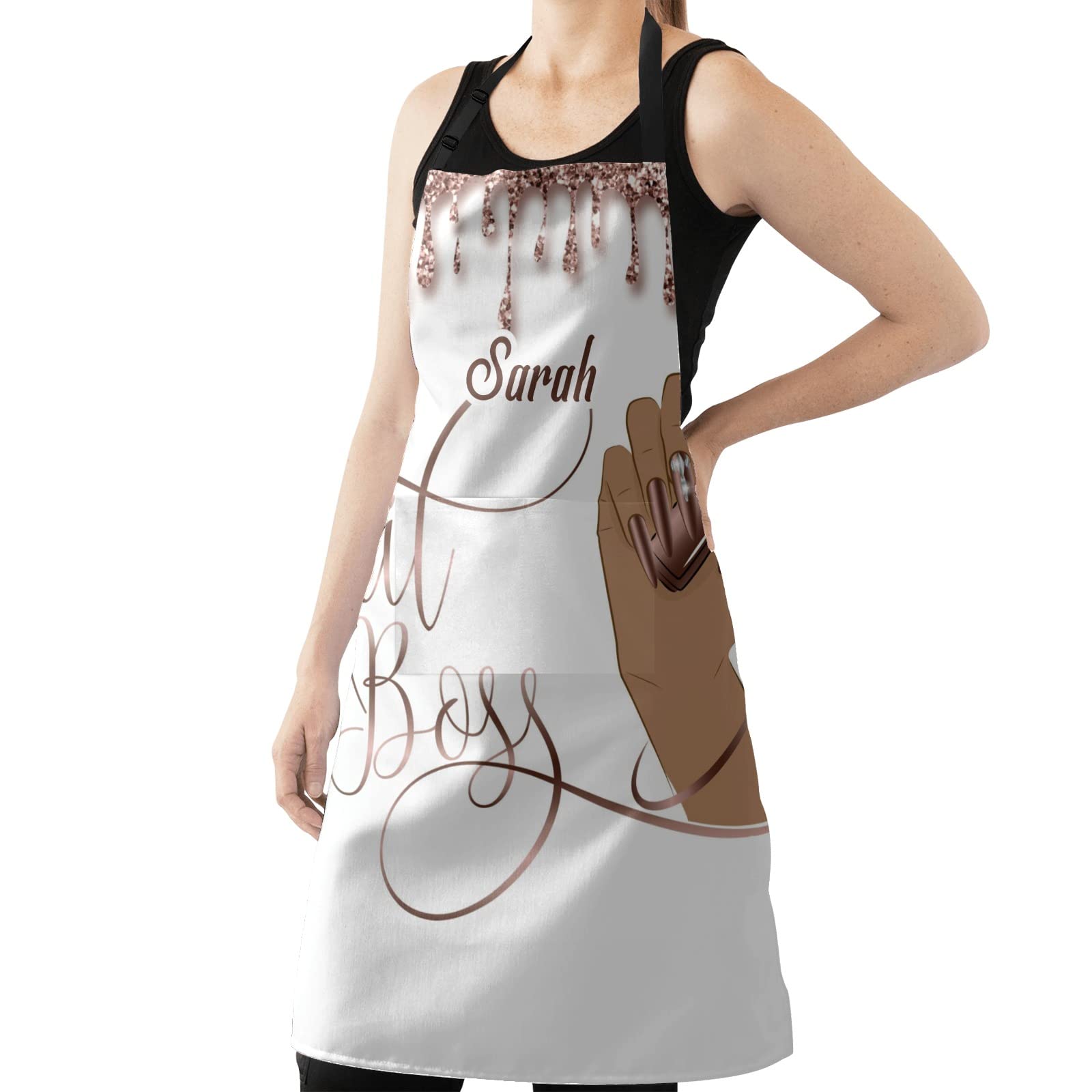 MakeUnique Nail Boss ApronPersonalized Aprons for Women Men Kitchen Cooking Baking Housework Hairstylist Barber Chef Apron with Pockets