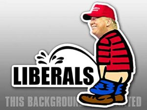 magnet 3x5 inch trump pissing liberals shaped sticker - funny peeing political pro magnetic vinyl bumper sticker sticks to any metal fridge, car, signs