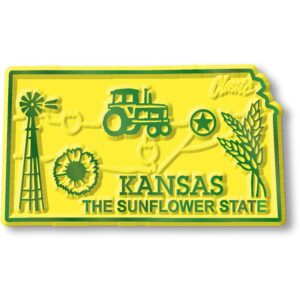 Kansas Small State Magnet by Classic Magnets, 2.2" x 1.3", Collectible Souvenirs Made in The USA