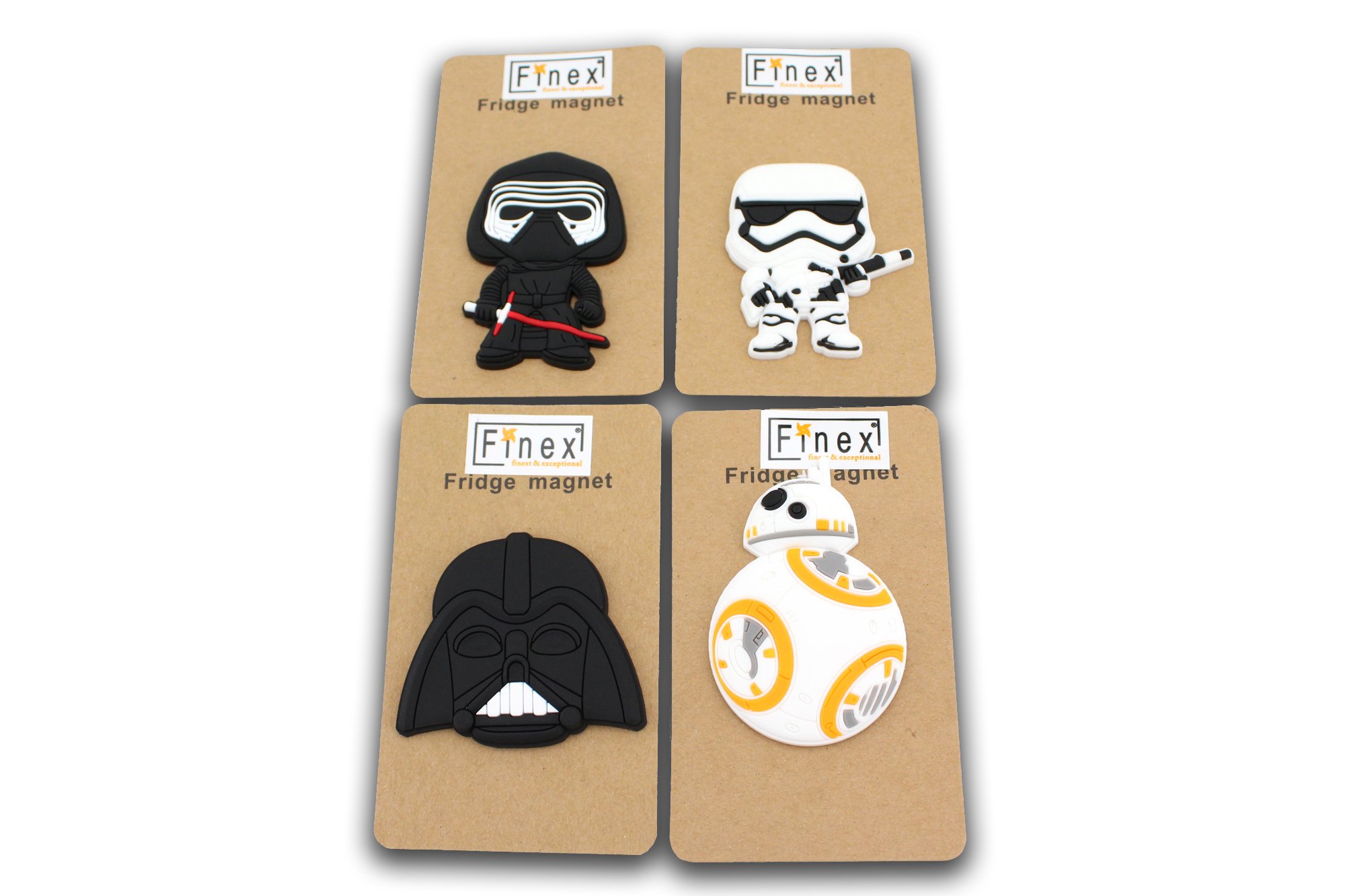 Finex - Set of 4 Large 3 inches - Star Wars Refrigerator Magnets Fridge Magnet Set for Locker