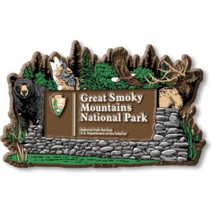 great smoky mountains national park entrance sign magnet by classic magnets, 4.1" x 2.5", collectible souvenirs made in the usa