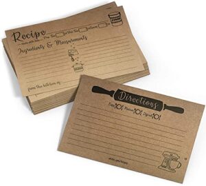 premium recipe cards 4x6 double sided - 50 pcs - quality thick card stock - 14pt