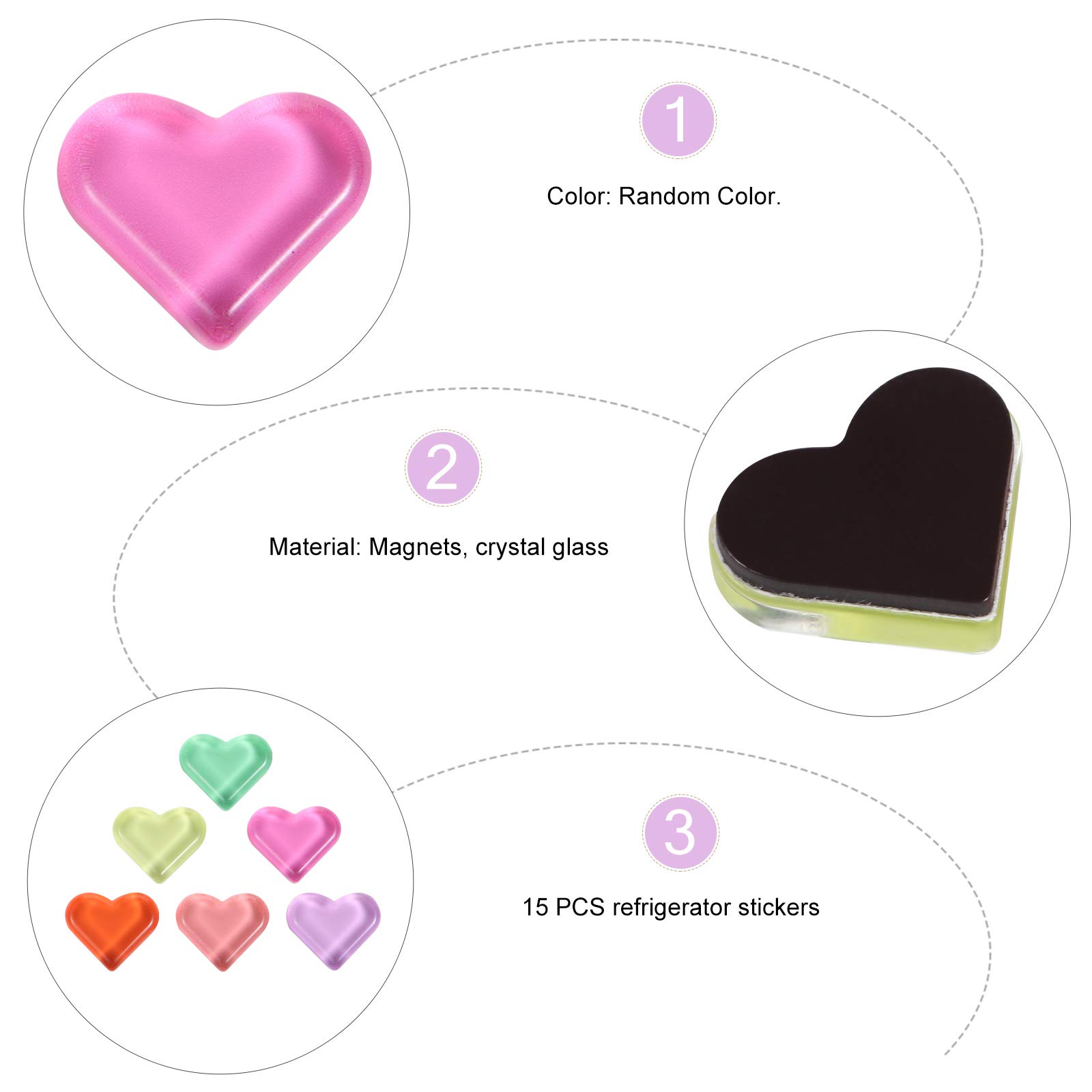 BESPORTBLE 15pcs Heart Shaped Fridge Magnet Sticker 3D Love Heart Pattern Refrigerator Glass Magnet Decals Romantic Themed Refrigerator Sticker for Home Kitchen Random Color