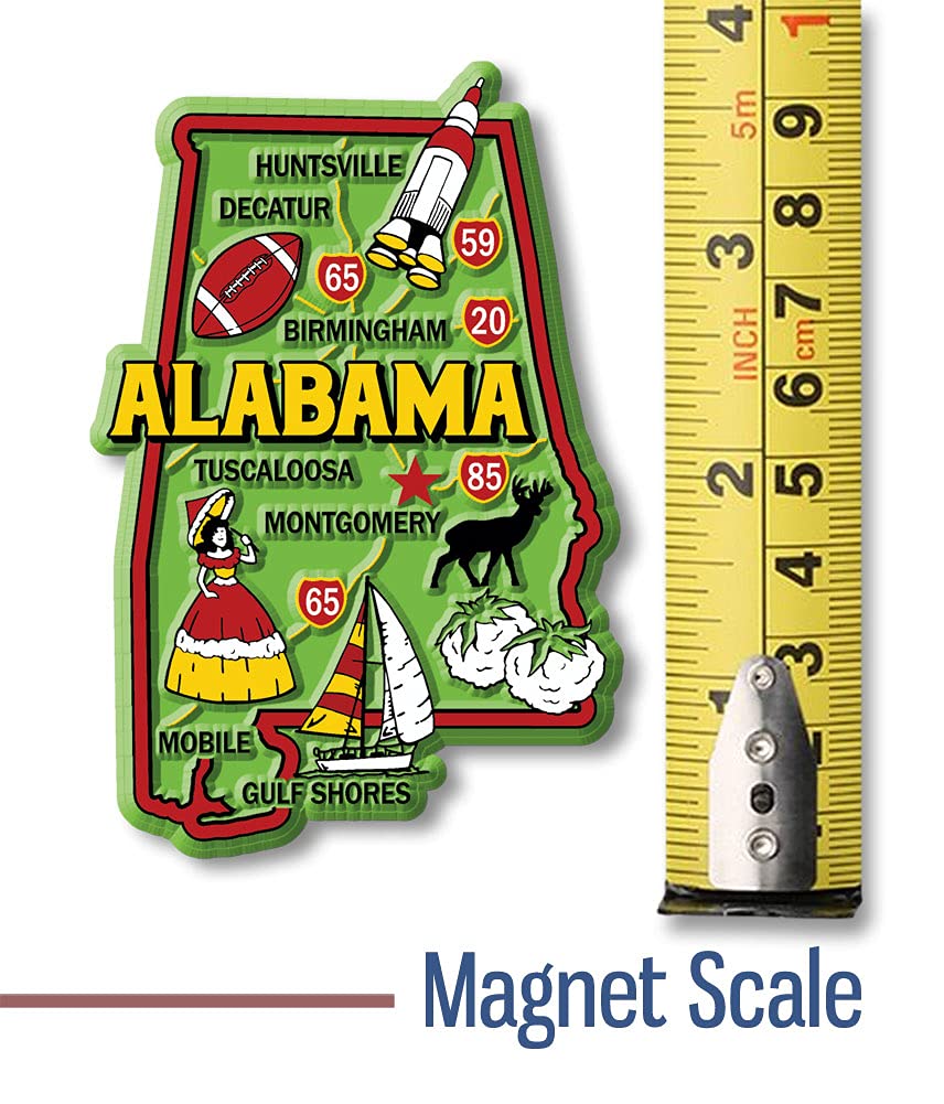 Alabama Colorful State Magnet by Classic Magnets, 2.4" x 3.6", Collectible Souvenirs Made in The USA