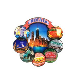 chicago round wood 2d circle refrigerator magnet