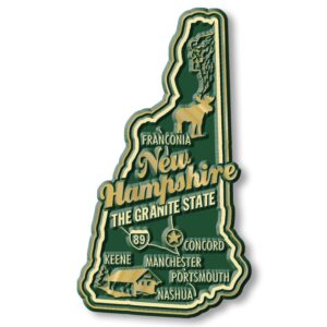 new hampshire premium state magnet by classic magnets, 1.9" x 3.4", collectible souvenirs made in the usa