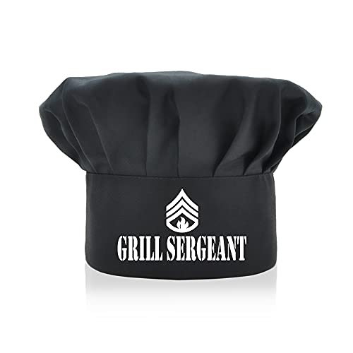 AGMdesign Grill Sergeant Funny Chef Hat, BBQ Chef Hats, Funny Chef Wear, Adjustable Kitchen Cooking Hat for Men & Women Black, Mother's Day/Father's Day/Birthday Gift for Him, Her, Mom, Dad, Friend