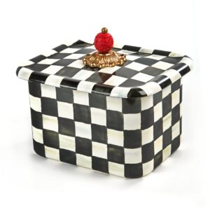 mackenzie-childs royal check enamel recipe box, cute recipe-card box