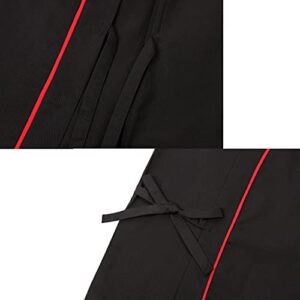 Sushi Chef Coat Unisex 3/4 Sleeve Japanese Chef Kimono Restaurant Uniform for Men and Women Black L
