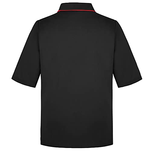 Sushi Chef Coat Unisex 3/4 Sleeve Japanese Chef Kimono Restaurant Uniform for Men and Women Black L