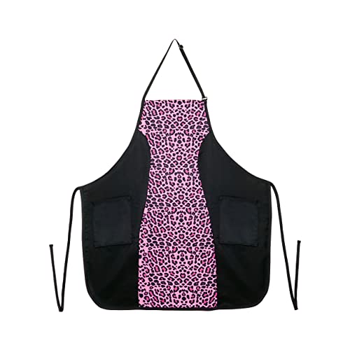 Cricket Water Resistant Slimming Apron Hair Stylist Cover Up for Salon Hairdresser Barbershop Women Hair Stylist Aprons with Pockets, Hot Pink Cheetah Print