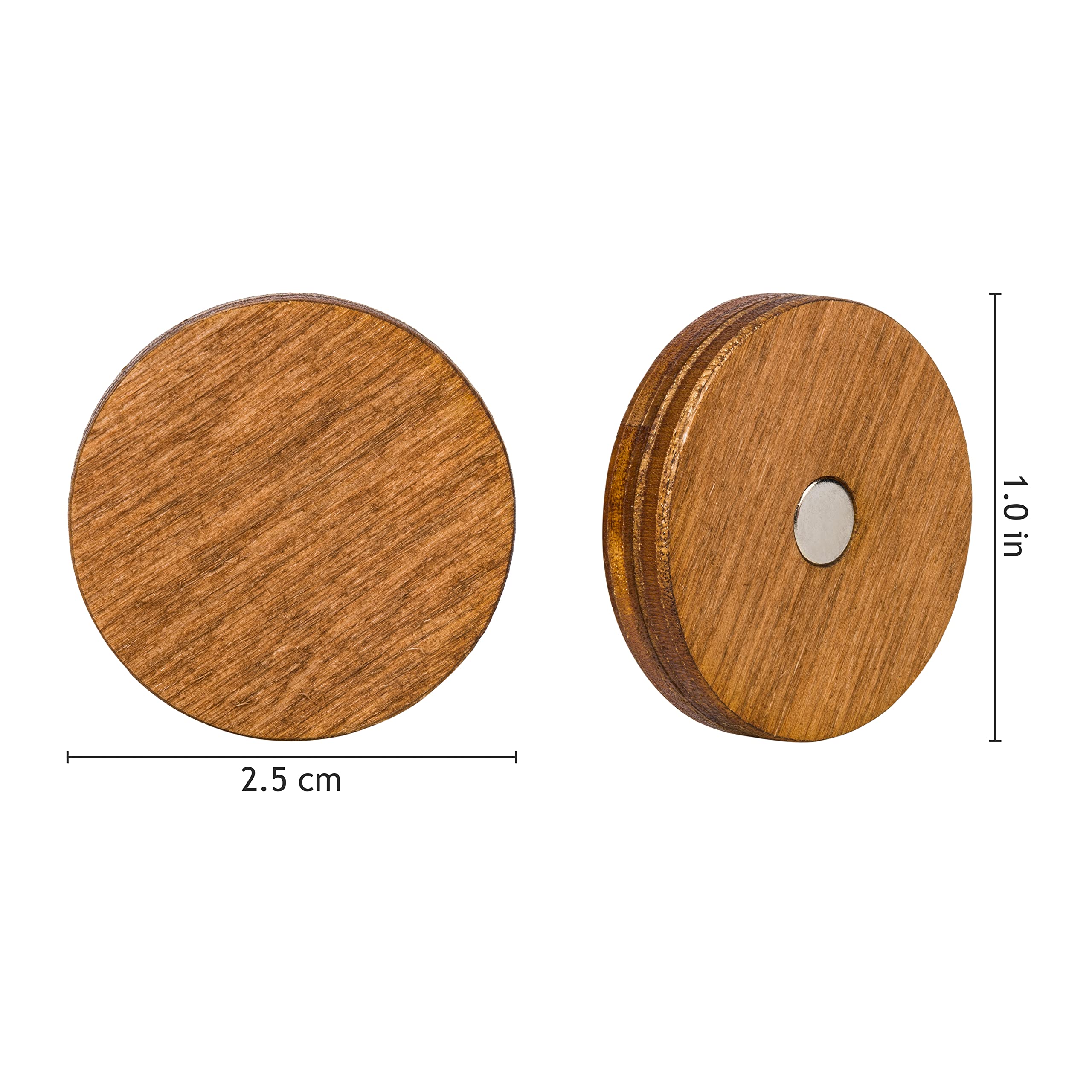 Wooden Refrigerator Magnets, Decorative Magnets, Office Magnets, Round Fridge Magnets. Brown Small Size