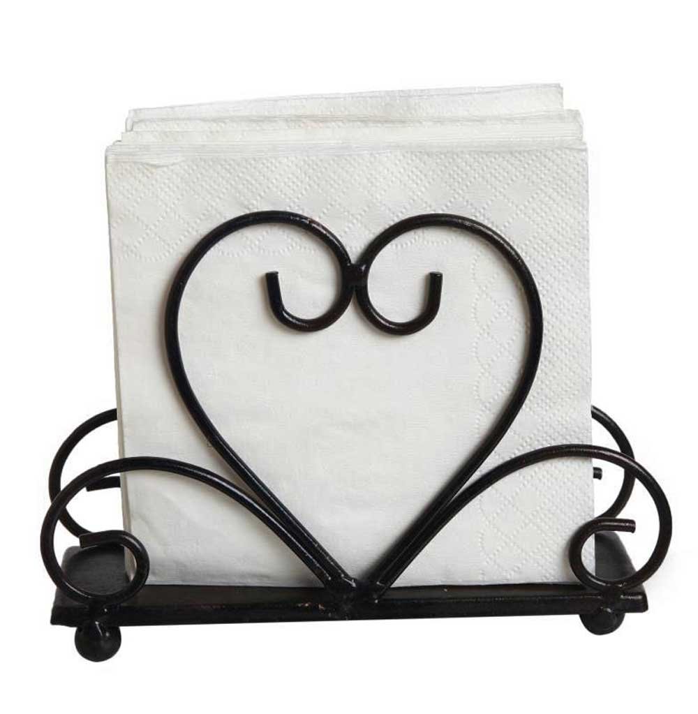 Metal Table Napkin Holder Freestanding Tissue Dispenser (Black)