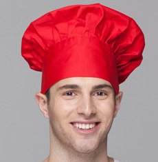 Hyzrz Chef Hat Set of 10 PCS Pack Adult Adjustable Elastic Baker Kitchen Cooking Chef Cap, Red