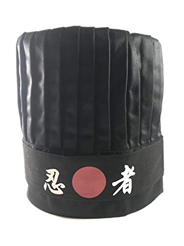 Hibachi Chef Hat with Headband Black