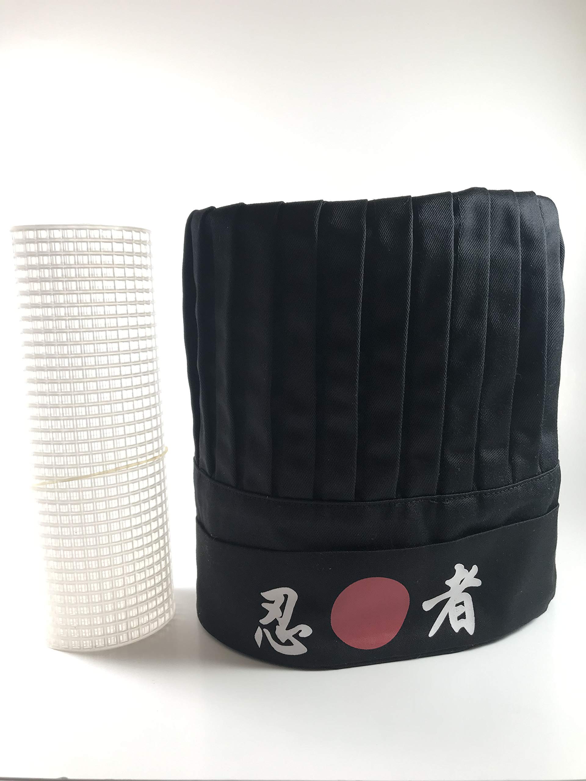 Hibachi Chef Hat with Headband Black