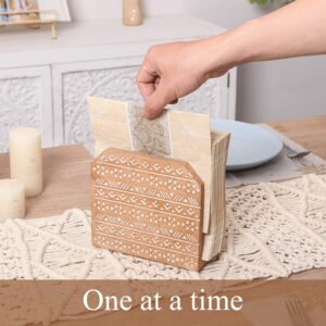 NIKKY HOME Bohemian Wood Farmhouse Countertop Napkin Holder