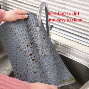 GZLT Dish Drying Mats for Kitchen Counter,Silicone Mat for Sink (12" x 16", Gray) (12x16-Gray)