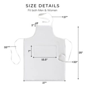 RAJRANG Chef Apron for Women Men with Pockets Cotton Kitchen Cooking Long Aprons White 35x27 Inches Pack of 5