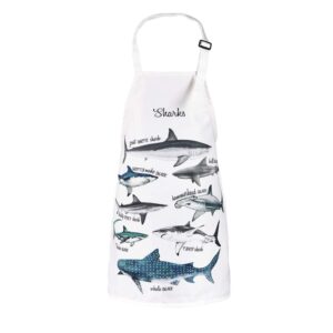 Claswcalor Sharks Apron- Kids Baking Apron-Waterproof Child Apron with Adjustable Neck for Party Cooking Gardening Painting Craft