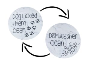 dog licked them clean dishwasher clean reversible dishwasher magnet for kitchen, dogs, pets, housewarming, appliances (white marble)