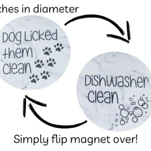 Dog Licked Them Clean Dishwasher Clean Reversible Dishwasher Magnet for Kitchen, Dogs, Pets, Housewarming, Appliances (White Marble)