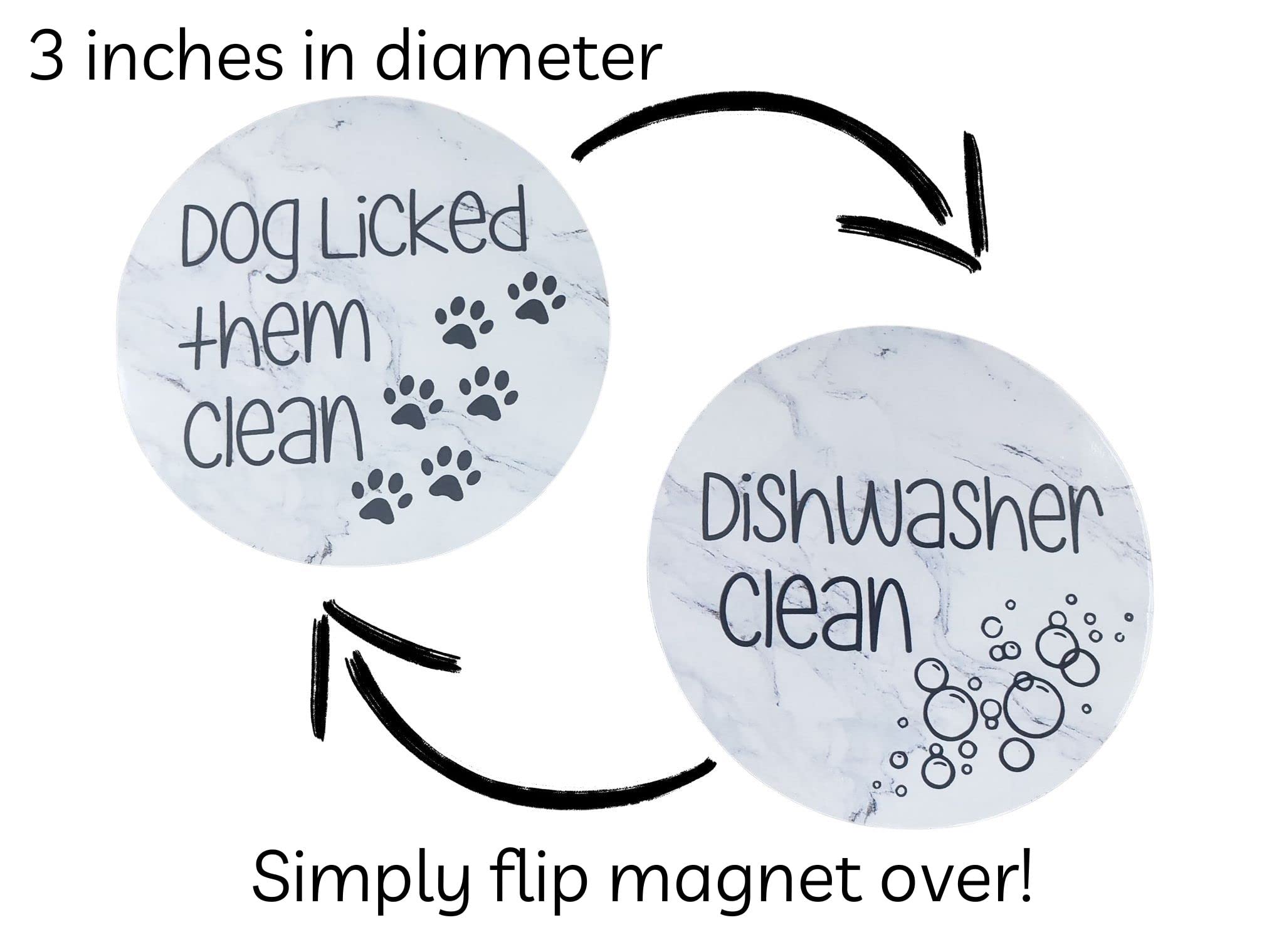 Dog Licked Them Clean Dishwasher Clean Reversible Dishwasher Magnet for Kitchen, Dogs, Pets, Housewarming, Appliances (White Marble)