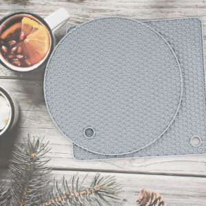 FELIBAY Silicone Trivet Flexible Pot Mats Non Slip Potholder Heat Resistant Kitchen Trivet Hot Pads, Multi Purpose Pot Holder Jar Opener Spoon Holder Oven Mitts (Grey)