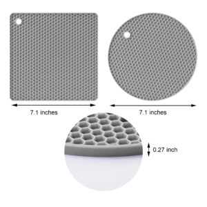 FELIBAY Silicone Trivet Flexible Pot Mats Non Slip Potholder Heat Resistant Kitchen Trivet Hot Pads, Multi Purpose Pot Holder Jar Opener Spoon Holder Oven Mitts (Grey)