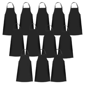 yhywcy bib apron adjustable black apron for men women kitchen apron cooking apron service apron work apron nail styling apron (6pcs with pockets)