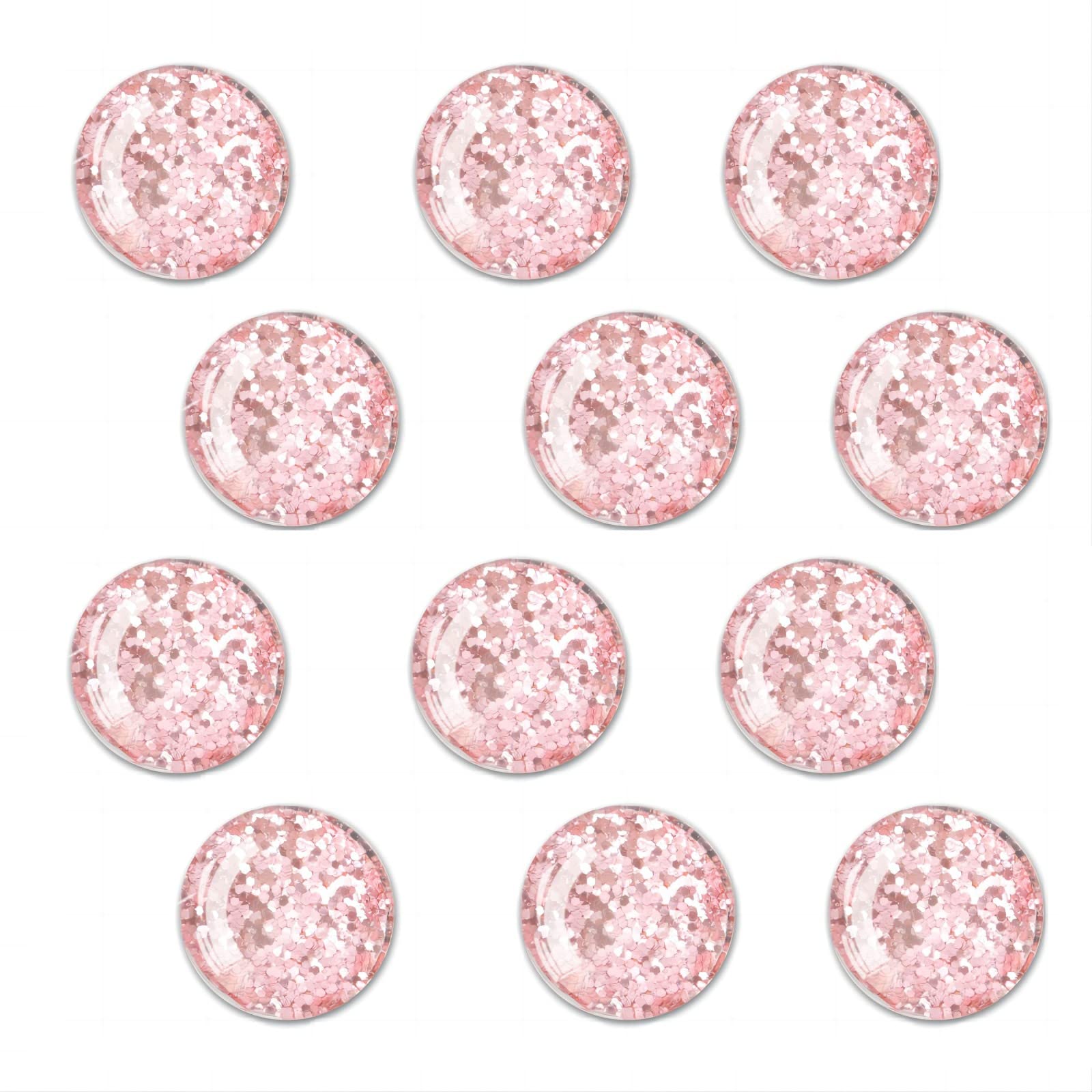 OQUYDEA Sparkling Glass Magnets - 12 Pcs Crystal Strong Fridge Magnets for Office, Whiteboard, Cabinet and Dishwasher Decoration, (Pink)…